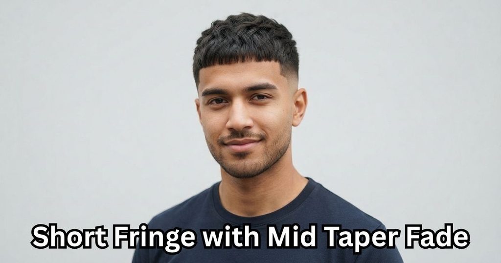 Short Fringe with Mid Taper Fade
