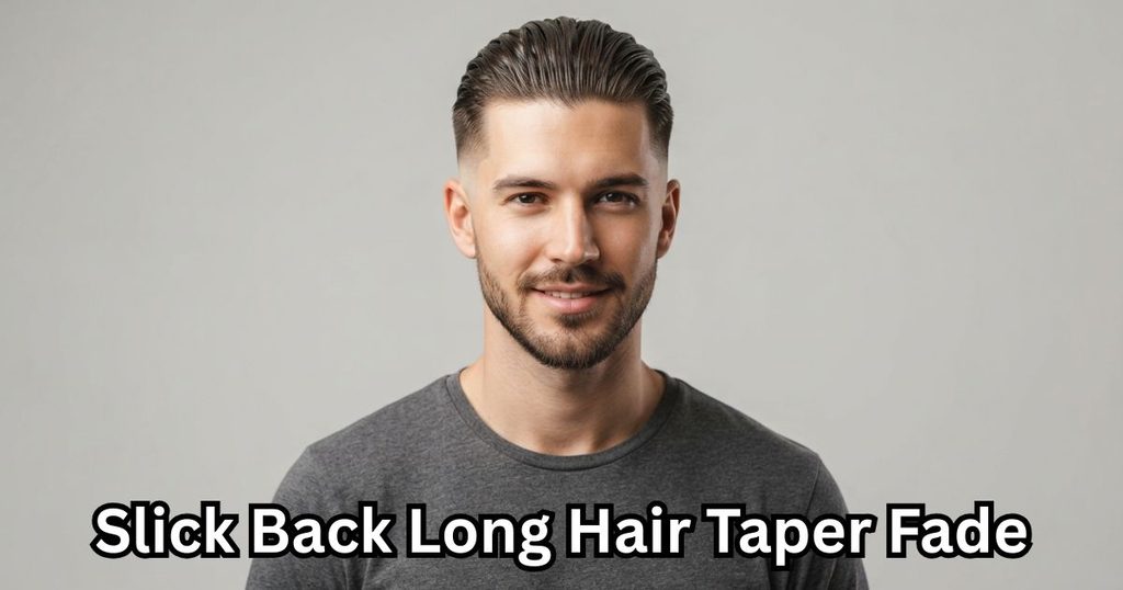 Slick Back Long Hair Taper Fade