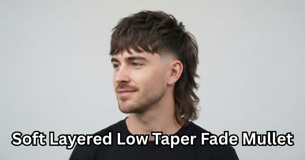 Soft Layered Low Taper Fade Mullet