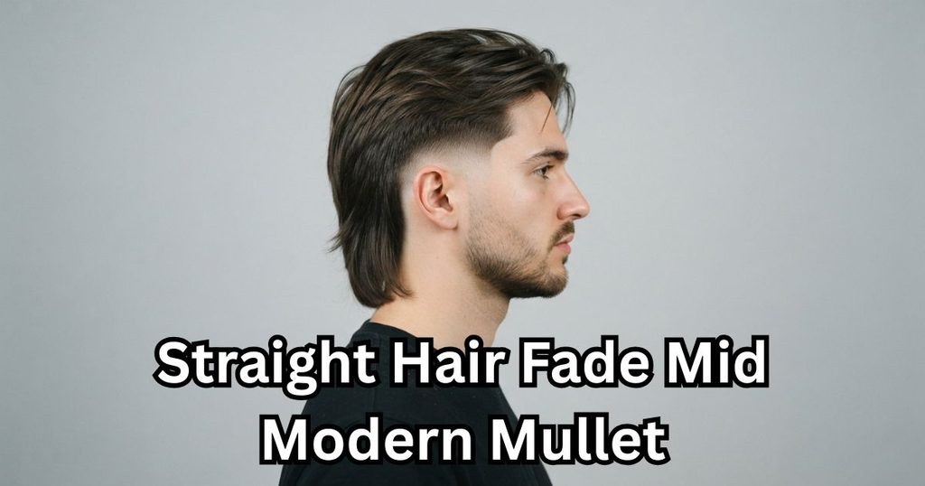 Straight Hair Fade Mid Modern Mullet