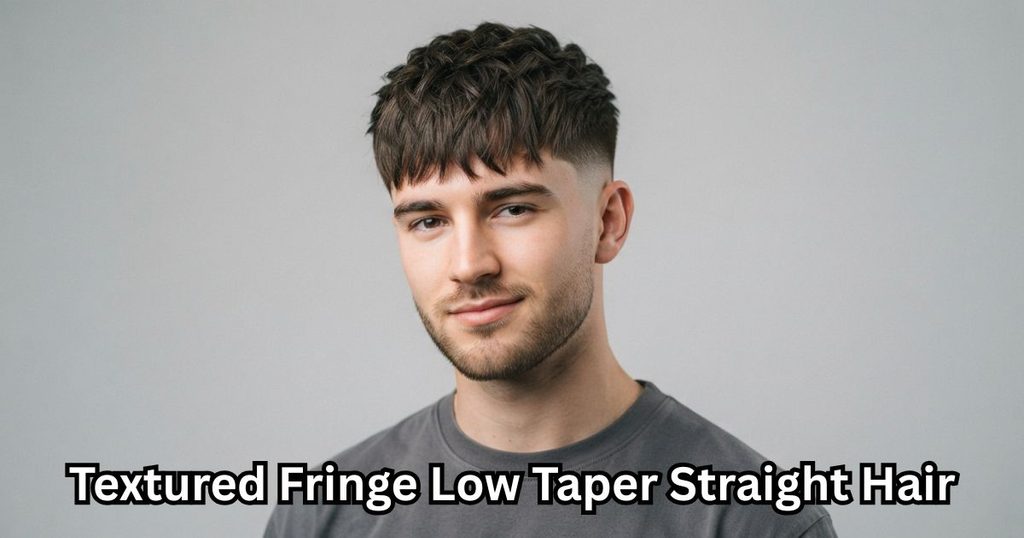 Textured Fringe Low Taper Straight Hair