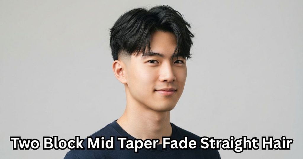 Two Block Mid Taper Fade Straight Hair