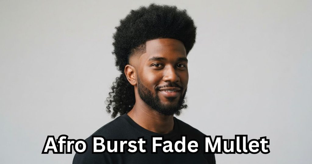 Afro Burst Fade Mullet