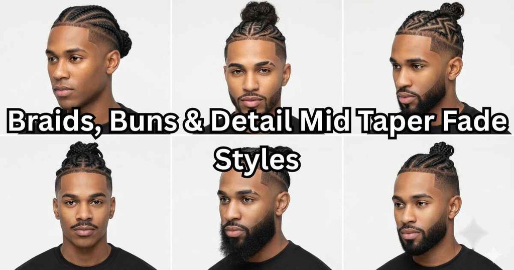 Braids, Buns & Detail Mid Taper Fade Styles