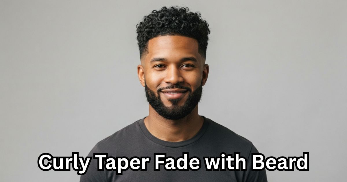 Curly Taper Fade with Beard