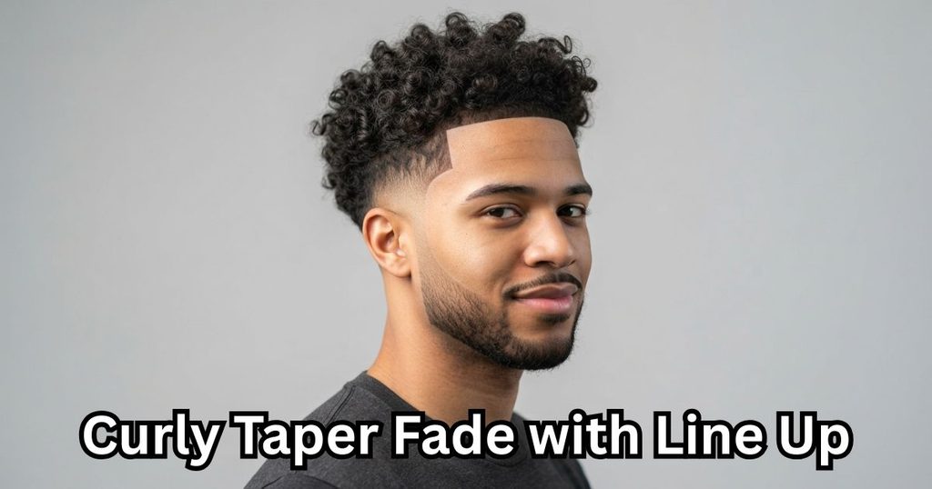 Curly Taper Fade with Line Up