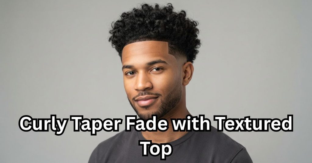 Curly Taper Fade with Textured Top
