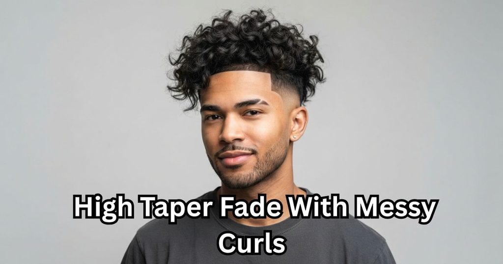 High Taper Fade With Messy Curls