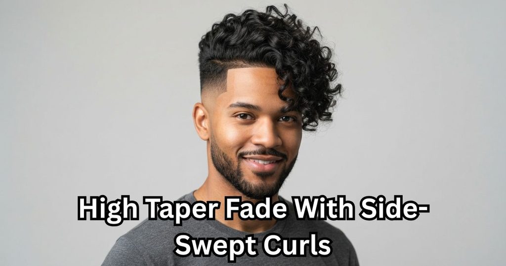 High Taper Fade With Side-Swept Curls