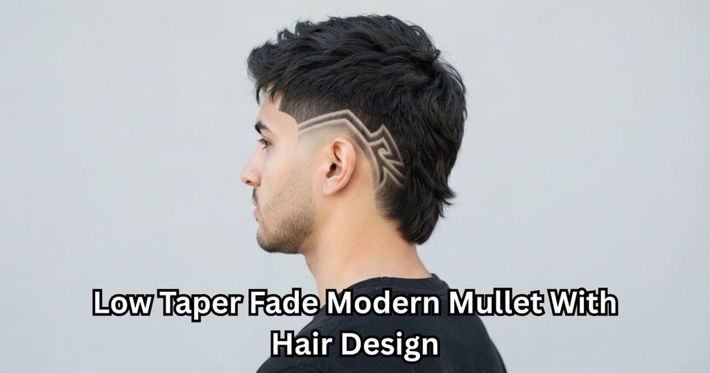 Low Taper Fade Modern Mullet With Hair Design