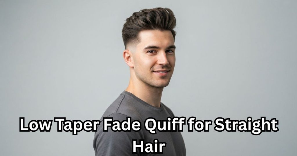 Low Taper Fade Quiff for Straight Hair